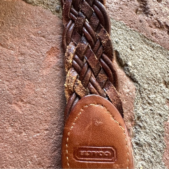 Vintage Coach Men's British Tan 3850 Braided Woven Leather Belt size 36 90cm - Picture 7 of 15